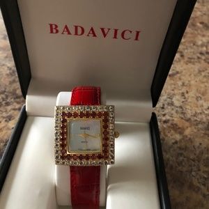 GARNET & WHITE TOPAZ BADAVICI WATCH